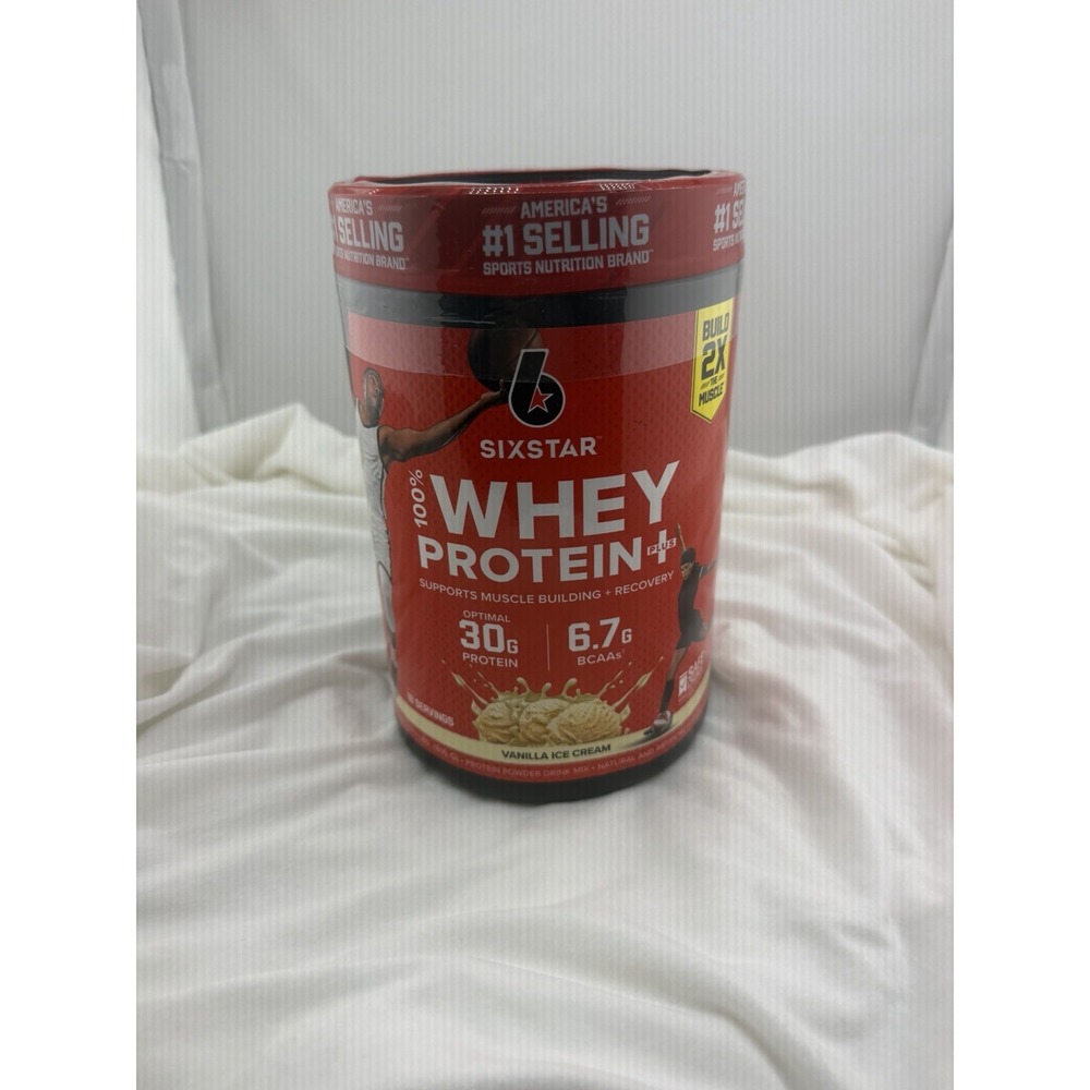 SixStar 100% Whey Protein Plus 30g VANILLA CREAM Flavor 1.81lbs- NEW SEALED- - Picture 1 of 4
